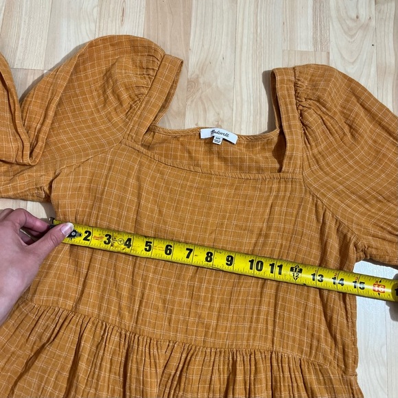 MADEWELL Yellow Peasant Balloon Plaid Top Shirt Blouse XXS - Picture 4 of 6